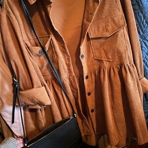 Women's Tan Jacket with Peplum Hem